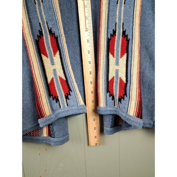 Chaps Womens Cardigan Sweater 2X Blue Aztec Western Long Loose - Picture 7 of 8